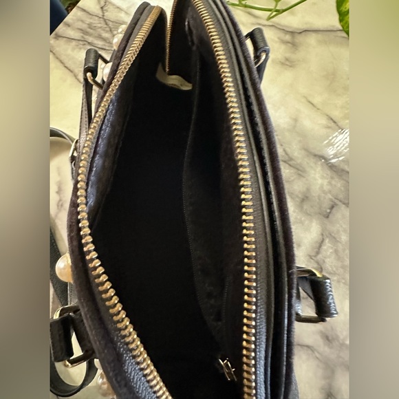 Kate spade LEATHER bowling bag tote with real pearls and crushed velvet - Picture 10 of 11